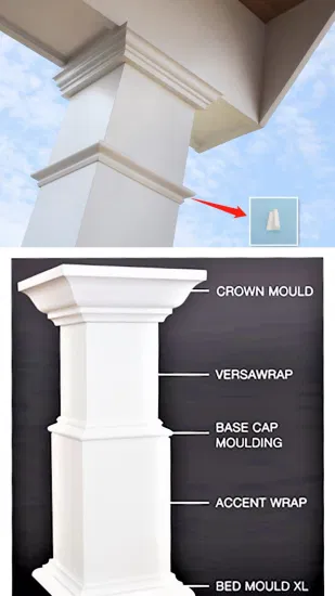 家の装飾のための白い防水 PVC 型ベース キャップ成形建材